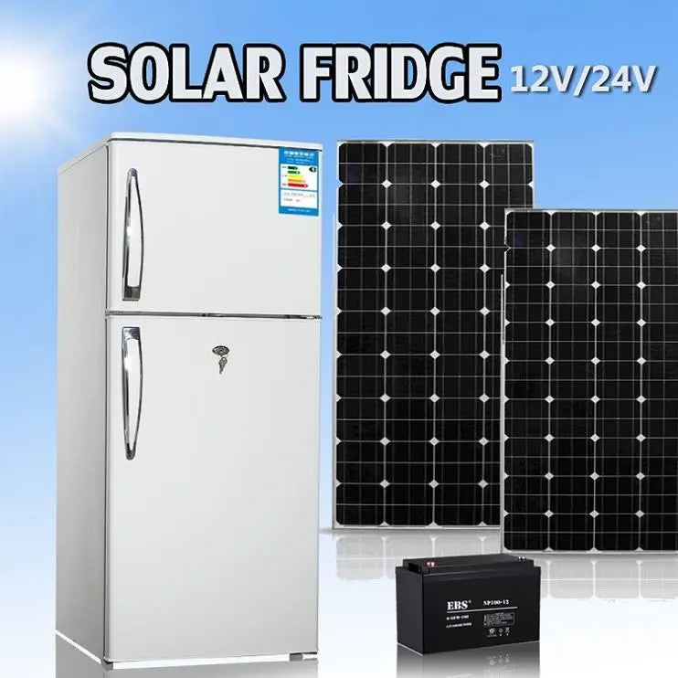 Single Double Door 12V 24V Solar Panel Energy Powered Freezer Refrigerator Fridge Solar Refrigerator Deep Freezer-3