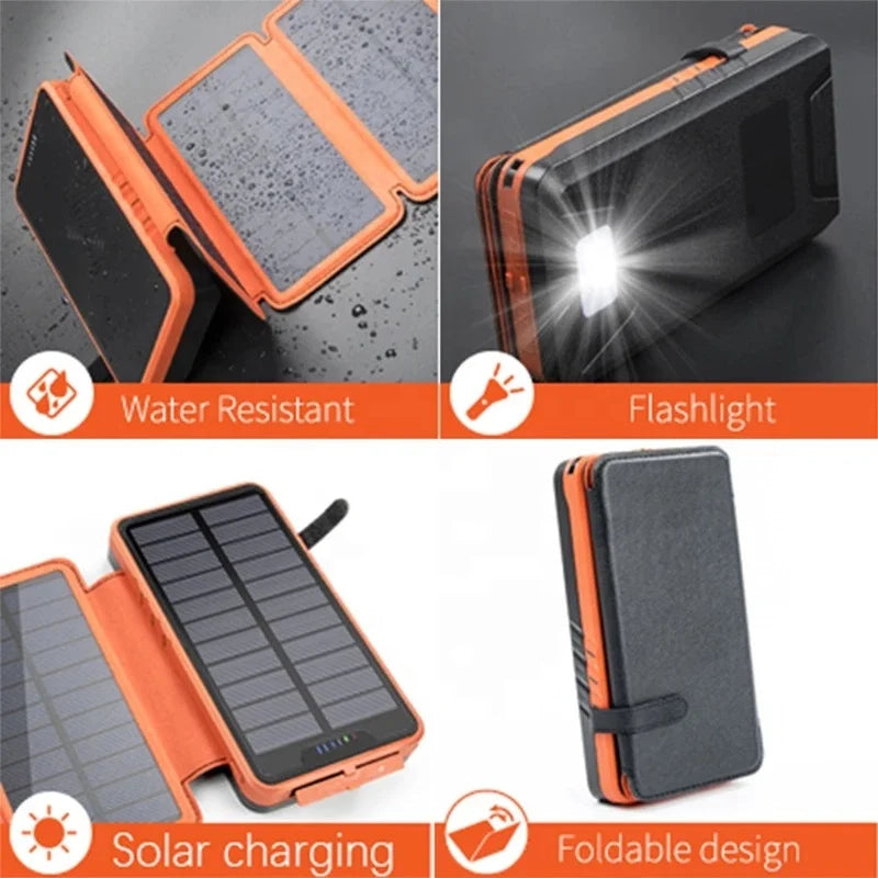 Best Price Portable 20000mAh Solar Charging Folding Panel Mobile Phone External Battery XN-820W Wireless Charger Power Bank-4