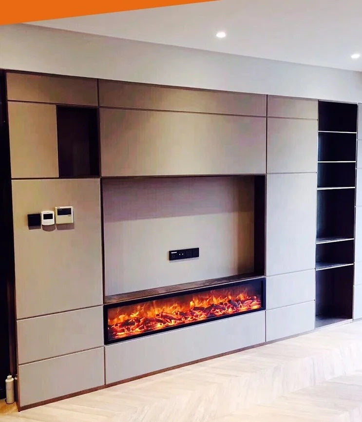 120cm Realistic LED Electric Fireplace 1500W Heating Device Fire Effect Steel Remote Control Insert Household Hotel US-4