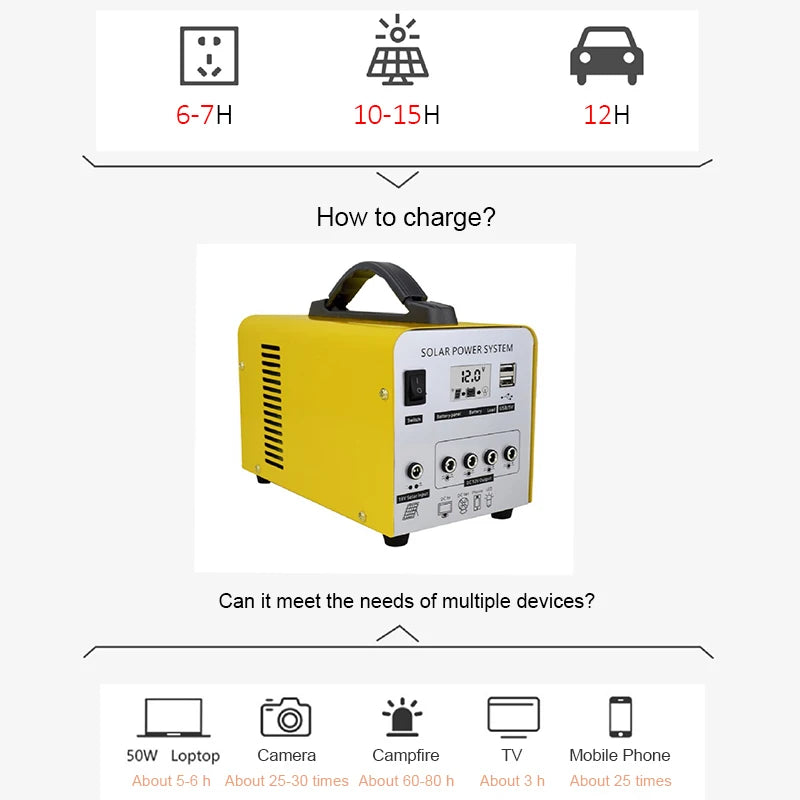 Outdoor Solar Rechargeable Generator Portable Power Station BT Music Radio Player Camping Travel Fishing Power Station Portable-3