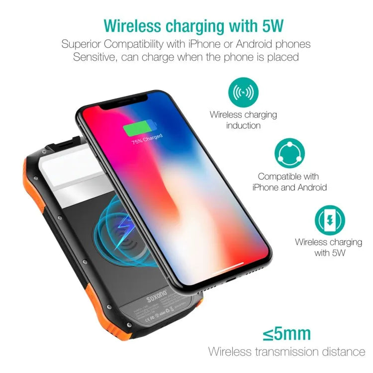 16000mAh Solar Power Bank Shockproof PD18W Portable Battery IP65 Waterproof Wireless Battery-4