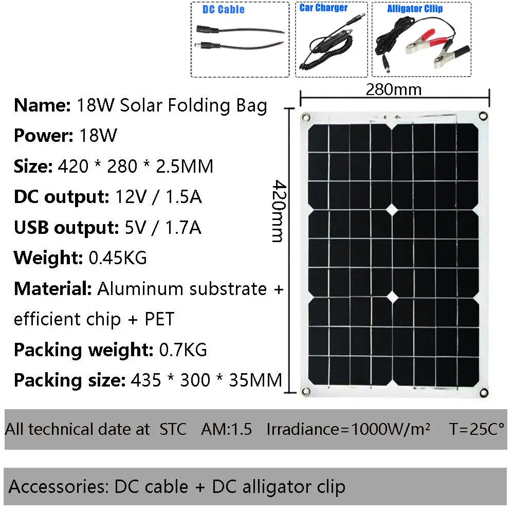 18V Solar Power Panels 18W Monocrystalline Silicon Solar Panel Economical Battery Cost for Car Use-4
