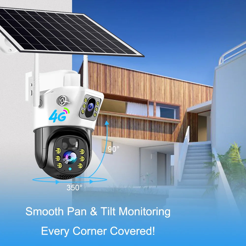7.5W Solar Panel 8000mah Battery Camara Seguridad Exterior Wireless Dual Lens 4MP V380Pro 4G Camera De Surveillance Sans Fil Sim-2