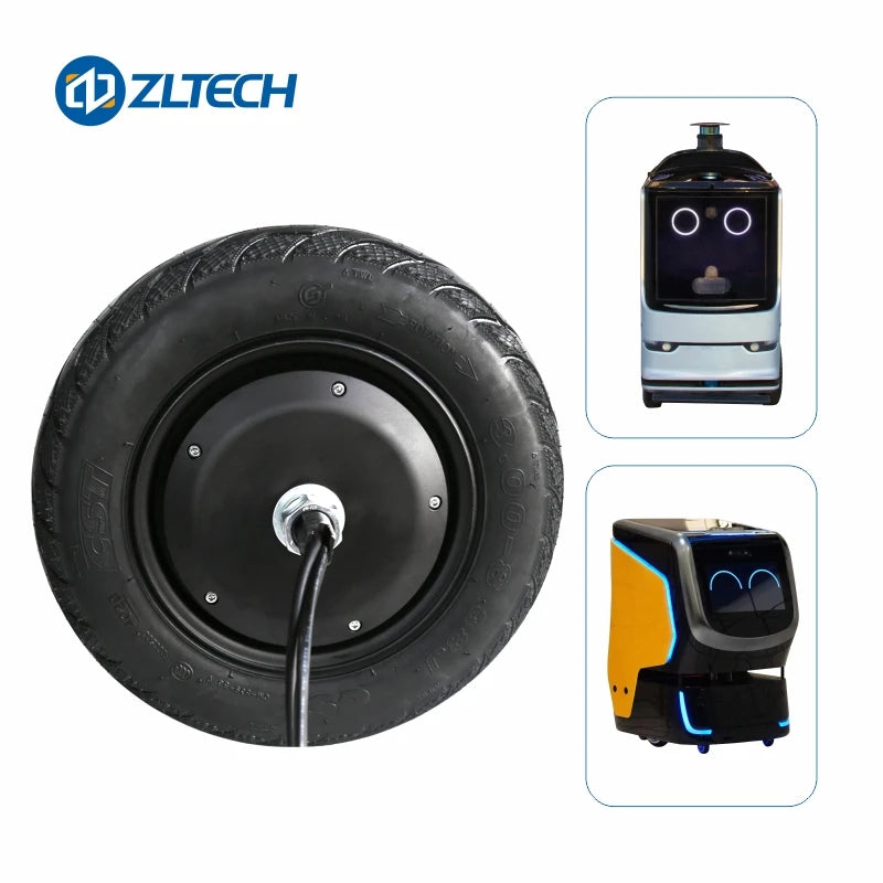 ZLTECH 14inch 48V 150RPM 800W 300kg IP65 Waterproof BLDC Wheel Hub Servo Motor with Rubber Pneumatic Tyre for Agricultural Robot-5