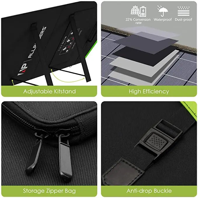 140W Portable Solar Panel Charger for Laptop Cellphone, Waterproof IP65 Foldable Solar Panel with DC and USB Output-4