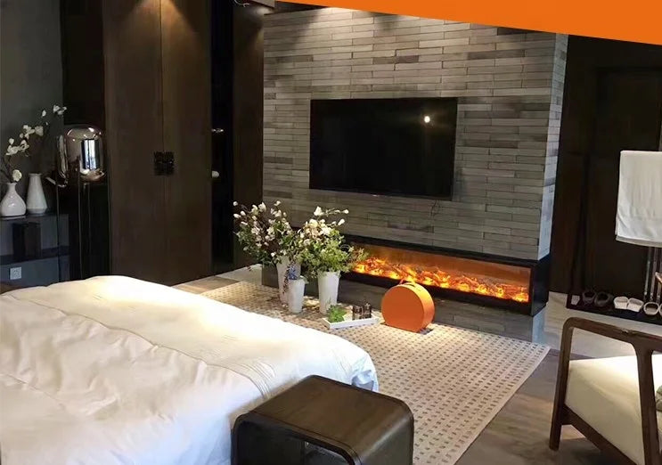 120cm Realistic LED Electric Fireplace 1500W Heating Device Fire Effect Steel Remote Control Insert Household Hotel US-5