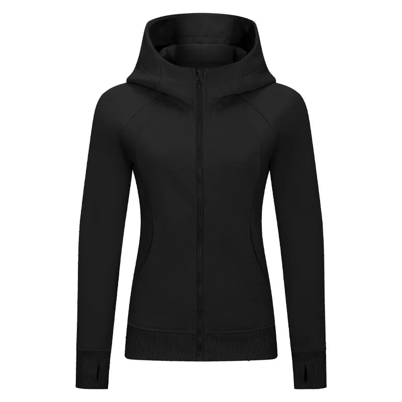 Xsunwing Custom Logo Fitness Coat Sports Wear Outwear Women Running Jackets With Thick Full Zip up Face Hoodie Sweater WDQ028-6