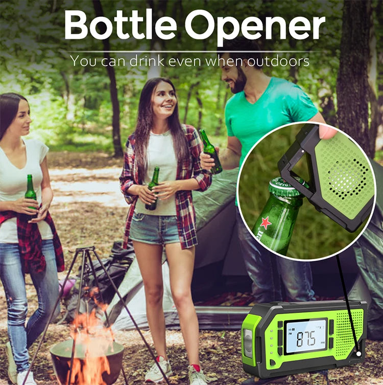 Waterproof Hand Cranked Emergency Solar Power Bank Wind-up Weather Radio with Micro USB Input Interface-5