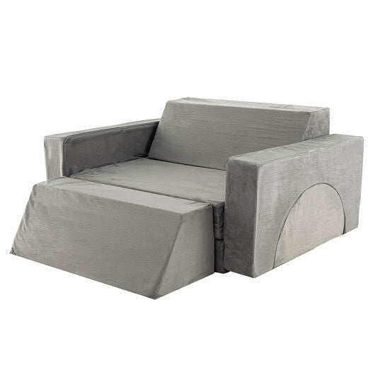 8 Pieces Kids Modular Play Sofa with Detachable Cover for Playroom and Bedroom-Gray-5