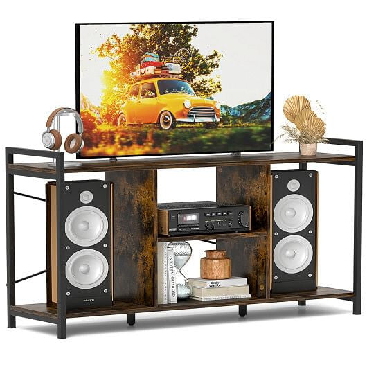 TV Stand for 55 Inch TVs Industrial Entertainment Center-Rustic Brown-2
