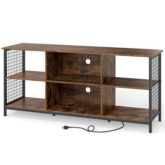TV Stand for 65 Inch TVs-Rustic Brown and Black-4