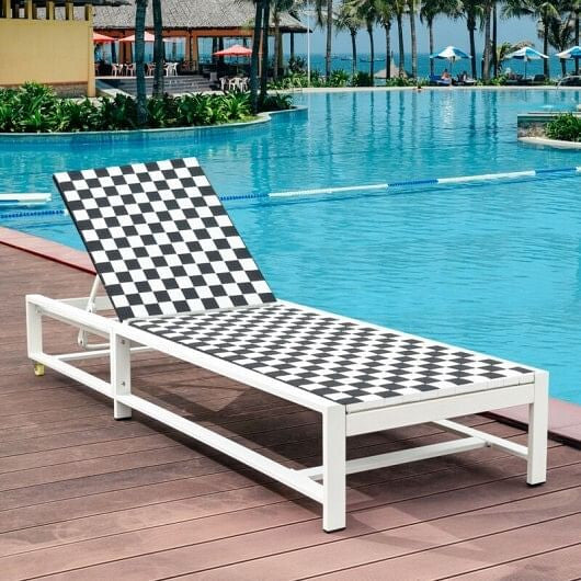 Patio Adjustable Reclining Chair Lounge Chair Chaise for Garden Deck Wheel-0