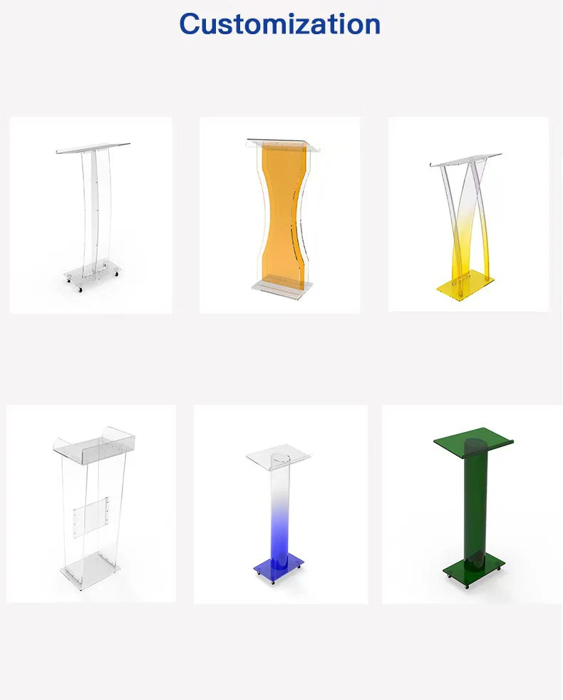 Customizable Black Acrylic Lecture Desk Modern Design for School Wedding Celebrations MC Use for Supermarkets Hotels-5