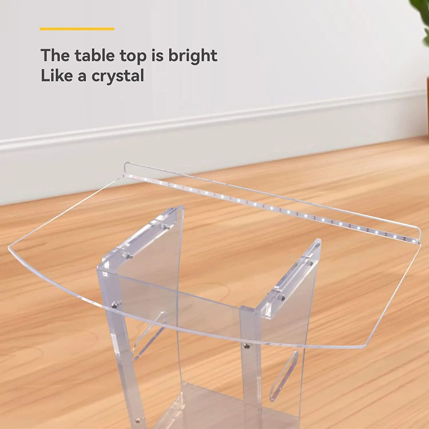 Acrylic Pulpit for Churches and Schools Floor Standing Podium Stand with LED Lights for Hotels and Church Reception Desks-2