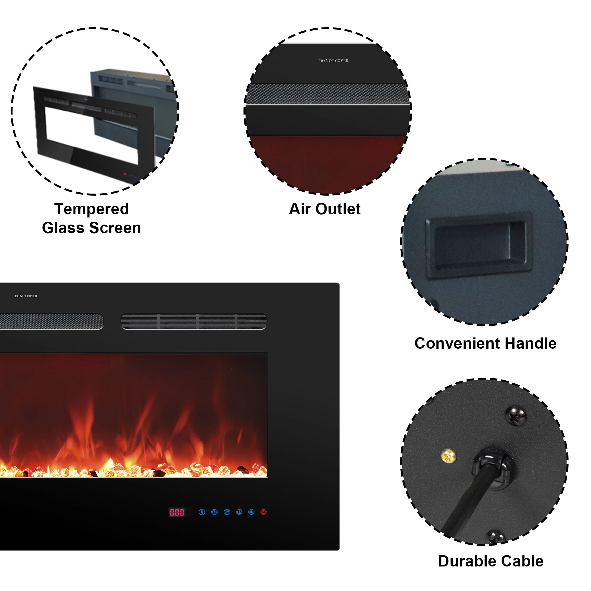 Luxstar 42R Inch Luxury Electric Fireplace Modern LED 13-Color Heaters for Household Living Room-3