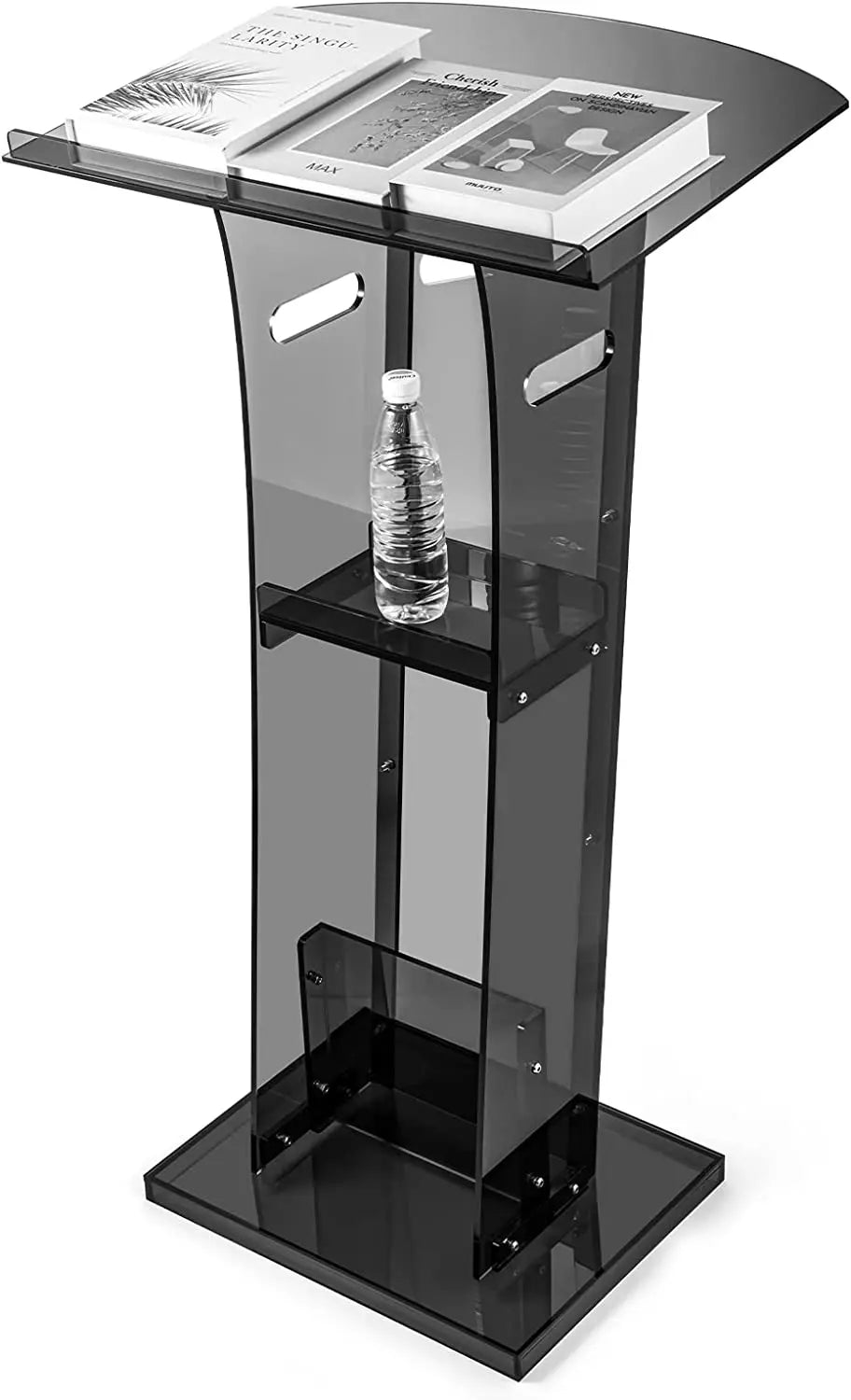 Acrylic Pulpit for Churches and Schools Floor Standing Podium Stand with LED Lights for Hotels and Church Reception Desks-4