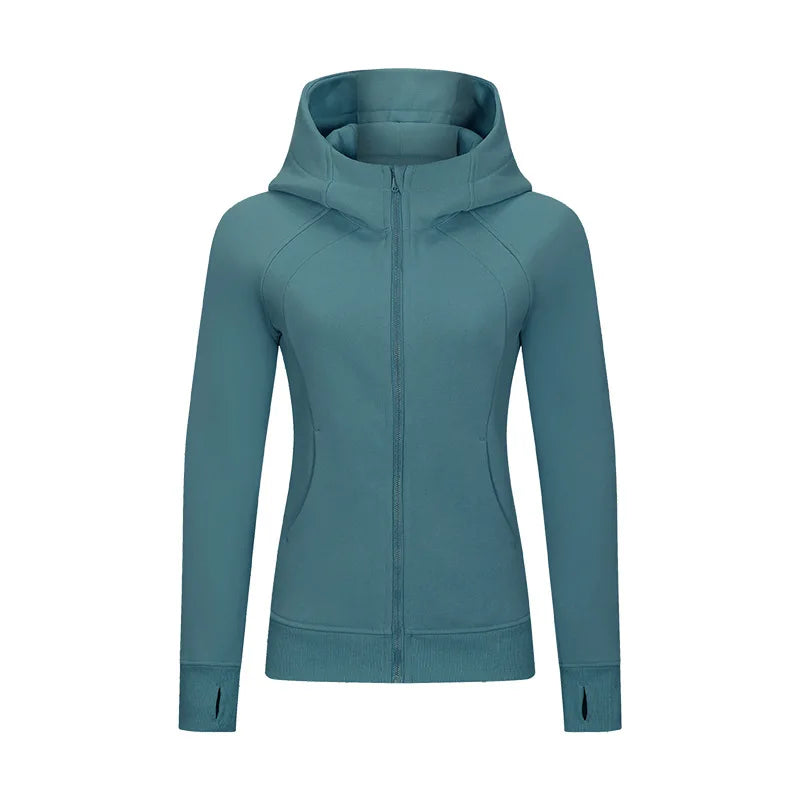 Xsunwing Custom Logo Fitness Coat Sports Wear Outwear Women Running Jackets With Thick Full Zip up Face Hoodie Sweater WDQ028-10