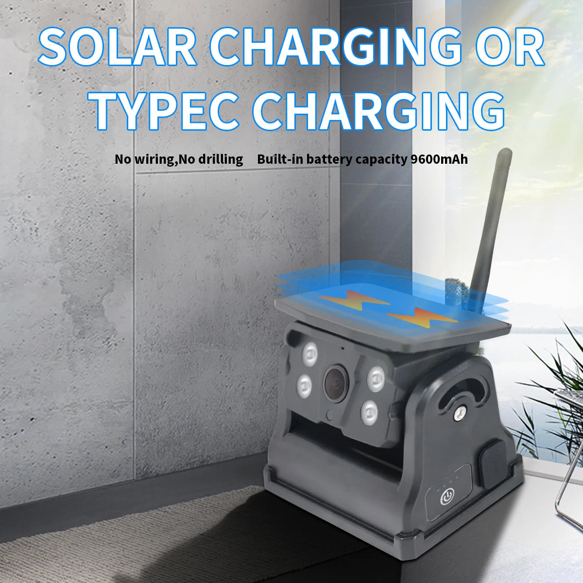 WiFi HD with Solar Panel 300M Wireless Bus Van Truck RV Car DVR Front Rear View Camera for IOS and Android Phone-4