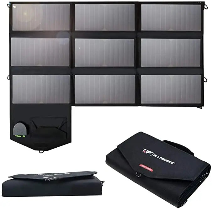 Portable Solar Panel 60W (Dual 5v USB+18v DC Output) Monocrystalline Solar Charger Foldable Solar Panel for Laptop-0