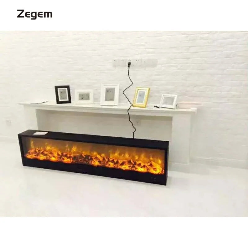 120cm Realistic LED Electric Fireplace 1500W Heating Device Fire Effect Steel Remote Control Insert Household Hotel US-1
