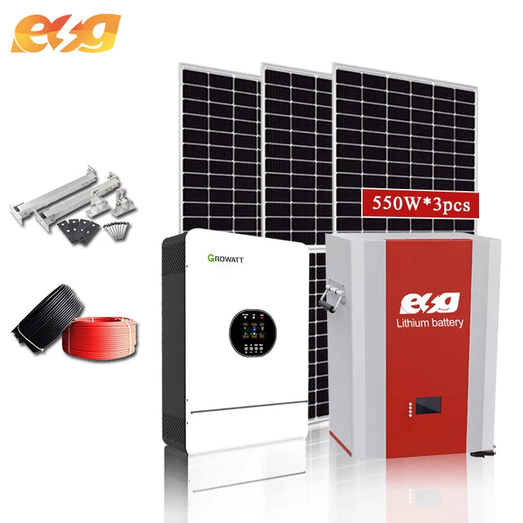 ESG Solar Energy System Home Hybrid Solar Power Systems 1KW 5KW 10KW 20KW Off Grid Solar Panel 5 kw Solar System-0