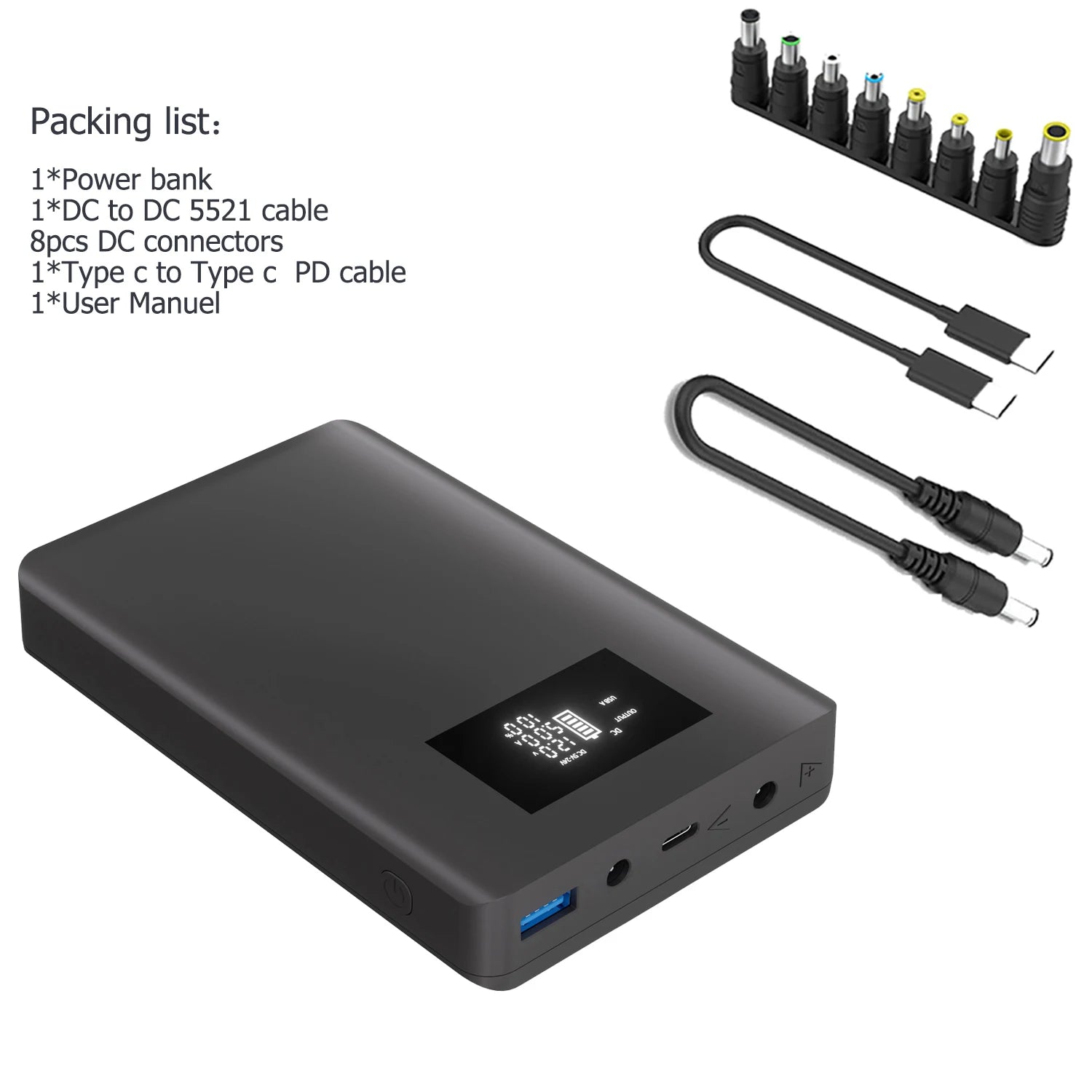 USB C PD 100W Solar Power Bank DC 5V 9V 12V 15V 16V 19V 20V 24V 1A 2A 3A 4A 5A Battery Pack for Laptop Wifi Router POS Projector-4