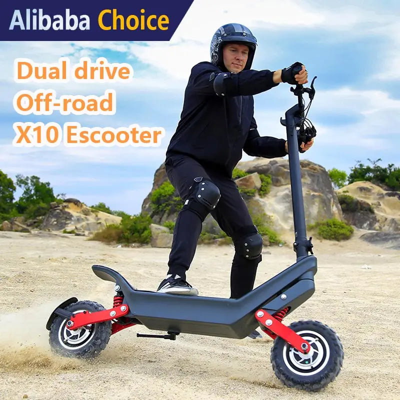 2025 New Off-Road BIG Two Wheel X10 Fast Electric Scooter With Suspension Dual Motors Power 11 Inch Battery-Removable Escooter-1