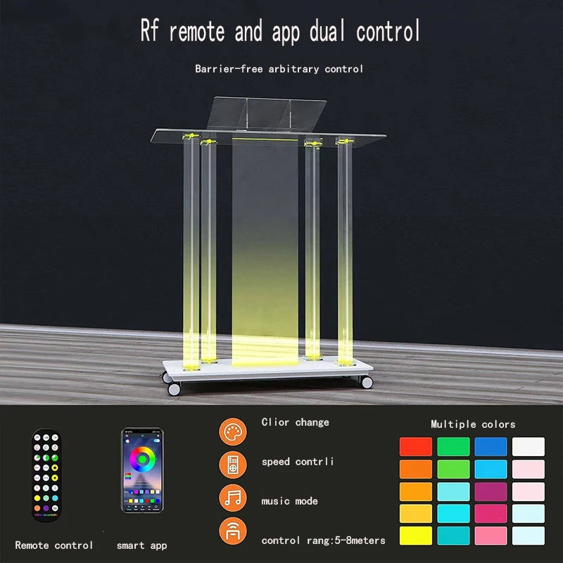 Large Size Modern Acrylic Podium Transparent Lecture Host Desk for School Supermarket Hotel Luminous Wedding MC Desk-2