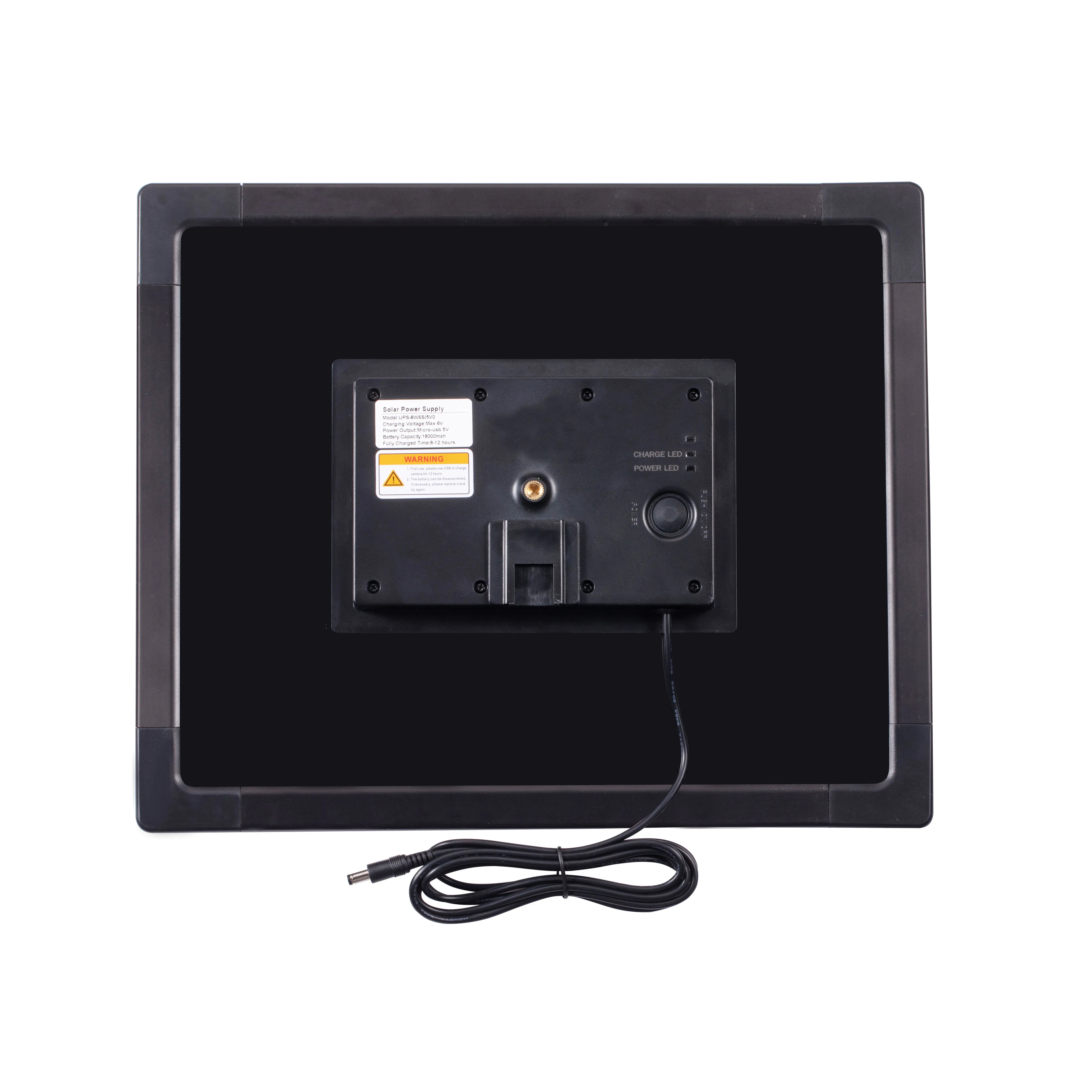 16w Black Mini Solar Panel Powered 18650 Battery Outdoor Waterproof Charger USB 5V 12V1A 4G Router for IP Security Wifi Camera-1