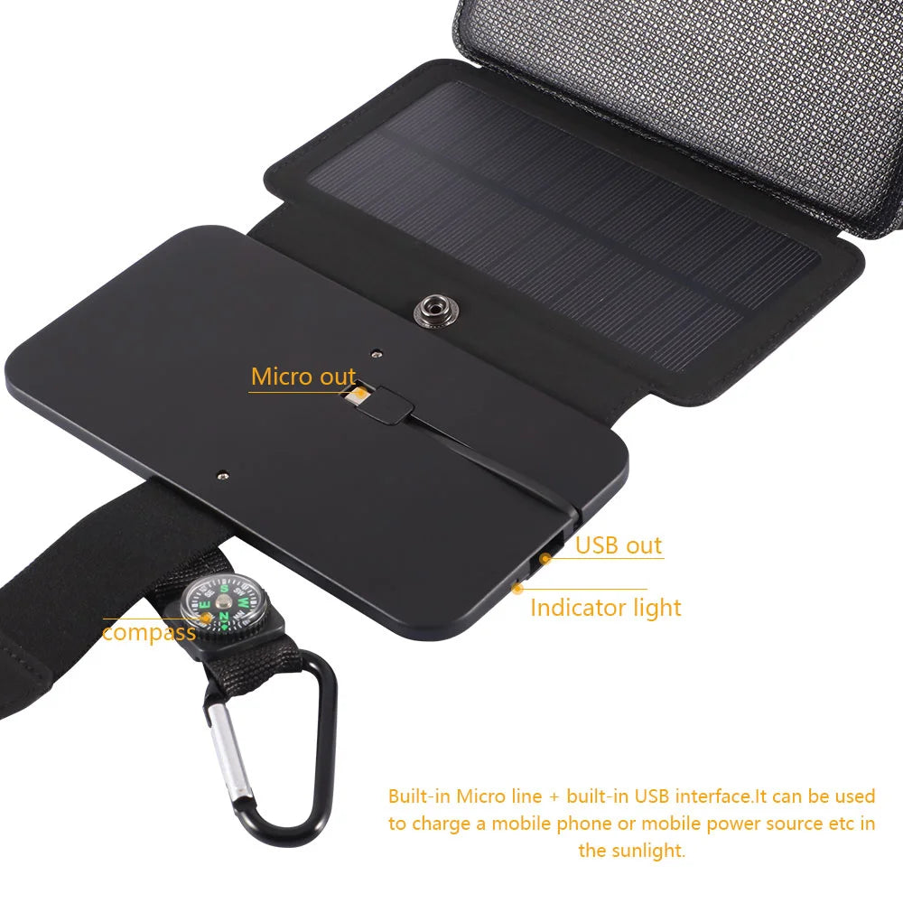 New Solar Panel 20W Camping Equipment Portable Solar Chargers Waterproof Camping Supplies Survival Gadgets-5