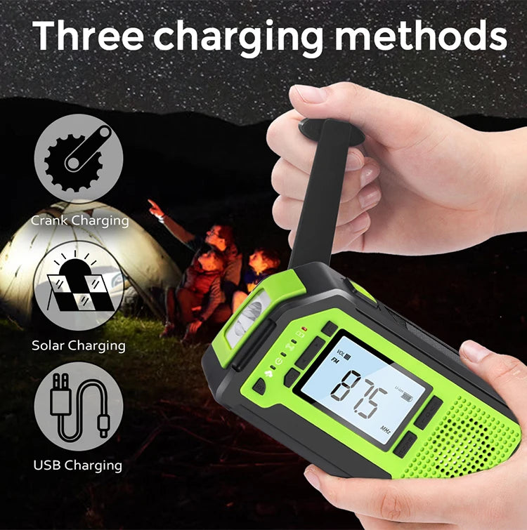 Waterproof Hand Cranked Emergency Solar Power Bank Wind-up Weather Radio with Micro USB Input Interface-2