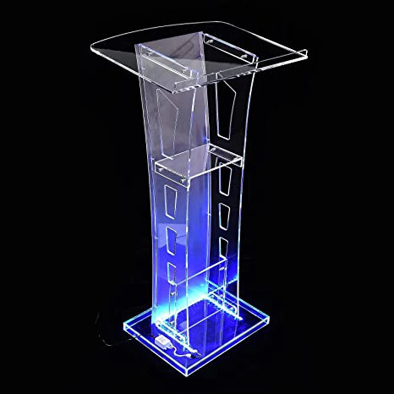 Acrylic Pulpit for Churches Acrylic Podium Stand With LED Lights Acrylic Lectern-2