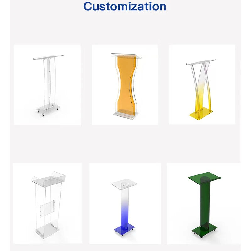 Creative Transparent Acrylic Podium Desk Assembly MC School Lecture Platform Customization-4