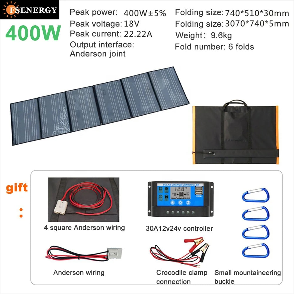 400W Foldable Roof Monocrystalline Solar Panel FSENERGY for RV and Electric Car 21% Efficiency DC/USB Connector-2