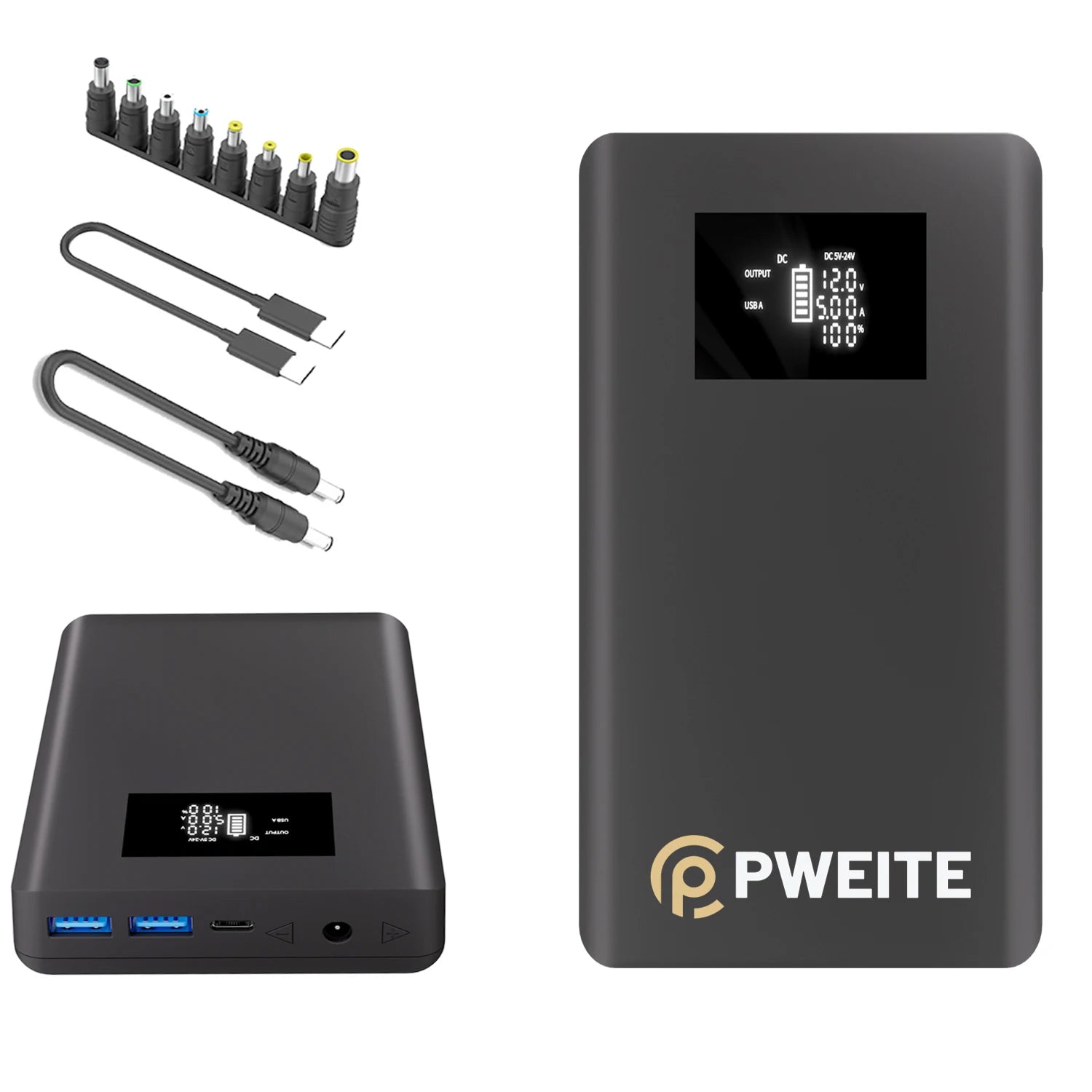 USB C PD 100W Solar Power Bank DC 5V 9V 12V 15V 16V 19V 20V 24V 1A 2A 3A 4A 5A Battery Pack for Laptop Wifi Router POS Projector-0