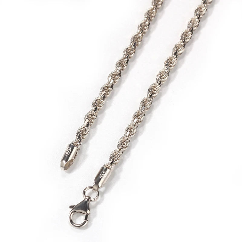 Blues Hip Hop High Quality 3mm Diamond Cut Rope Chain Personalized Twist Chain 925 Sterling Silver-4