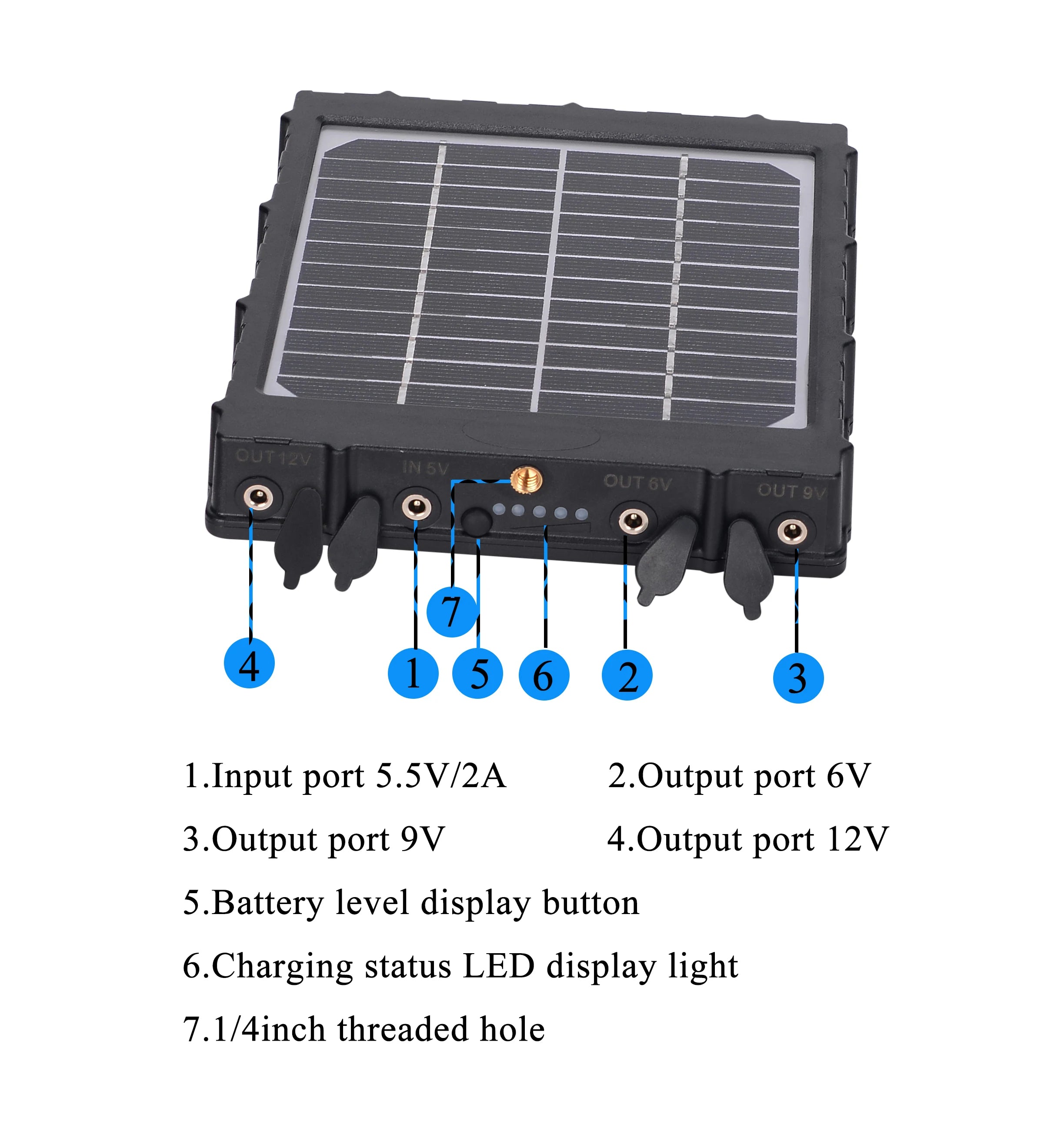 Trail Camera Solar Panel with Battery 8000 MAh Rechargeable Lithium Battery Solar Battery Charger Kit for Trail Cam-3
