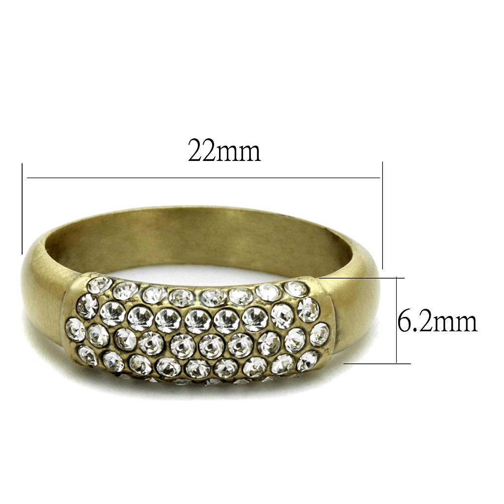 LO4125 - Antique Copper Brass Ring with Top Grade Crystal  in Clear-1