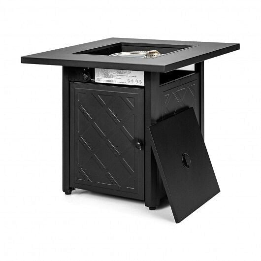 28 Inch Propane 50 000 BTU Patio Square Gas Fireplace with Lava Rock-Black-4