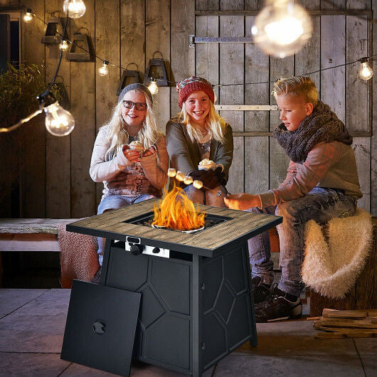 40 000 BTU 28 Inches Propane Gas Fire Pit Table With Cover-1