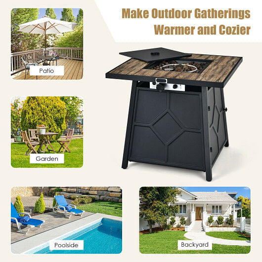 40 000 BTU 28 Inches Propane Gas Fire Pit Table With Cover-3