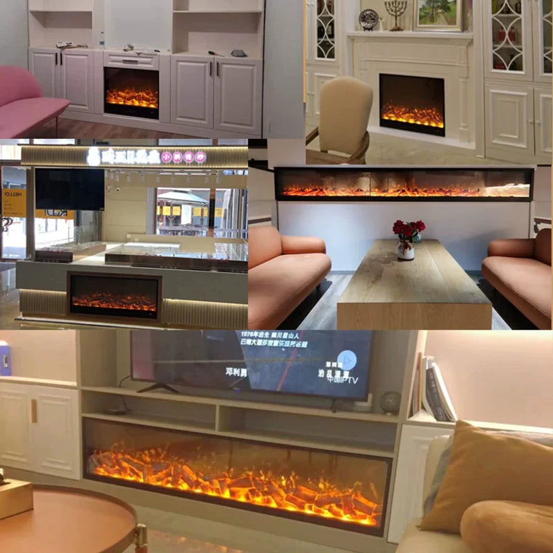 Electric Fireplace Heater with Simulated Flame and Decorative Cabinet-2