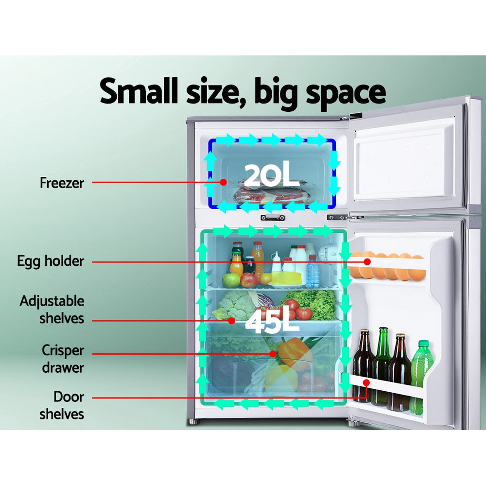 NNEDSZ 65L Portable Fridge Bar Freezer Cooler Upright 12V/24V/240V Caravan Car Silver-3