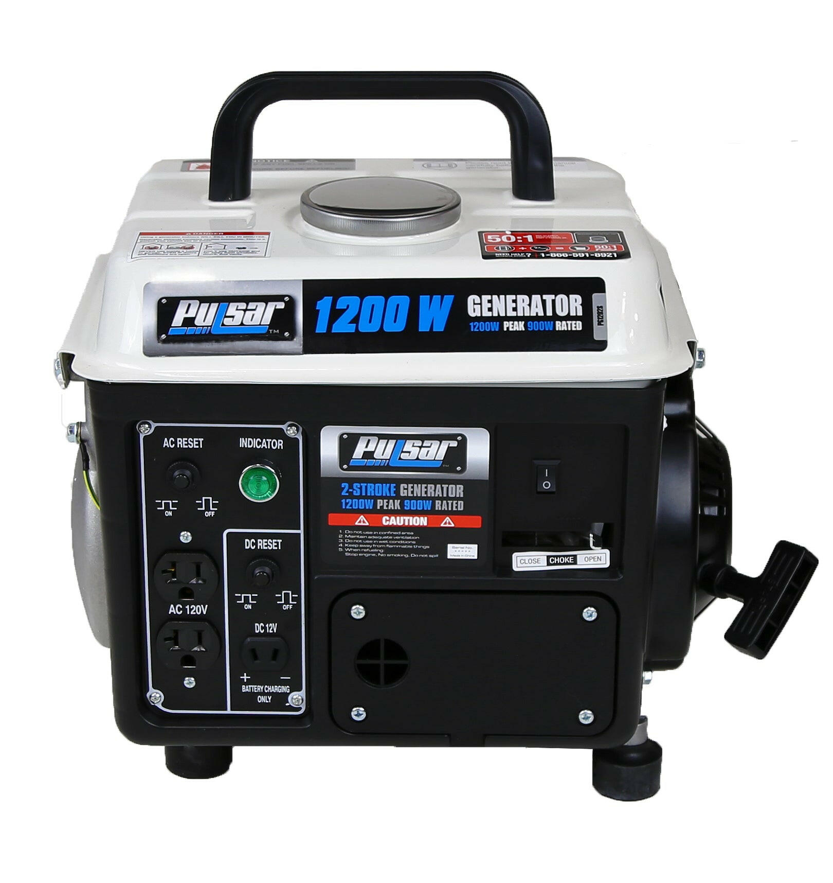 Pulsar PG1202SA 1200 Watts Portable Gasoline/Oil 2-Stroke Generator-1