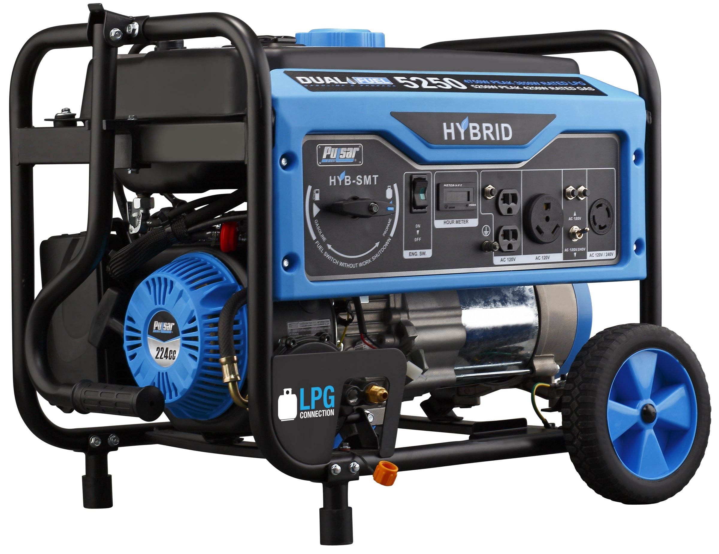 Pulsar Hybrid Dual Fuel Gas Propane Portable Generator 5250W Peak PG5250B-0