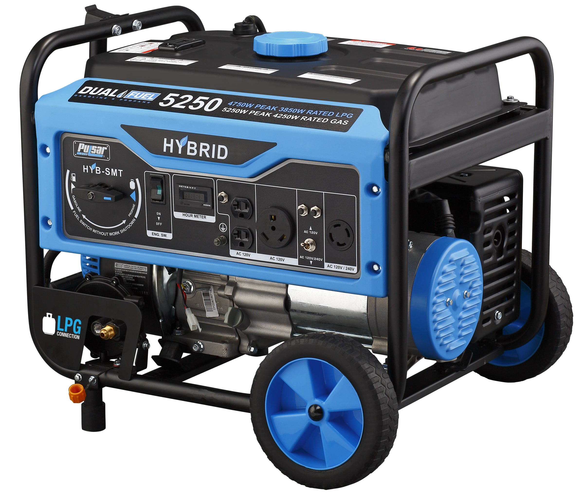 Pulsar Hybrid Dual Fuel Gas Propane Portable Generator 5250W Peak PG5250B-2