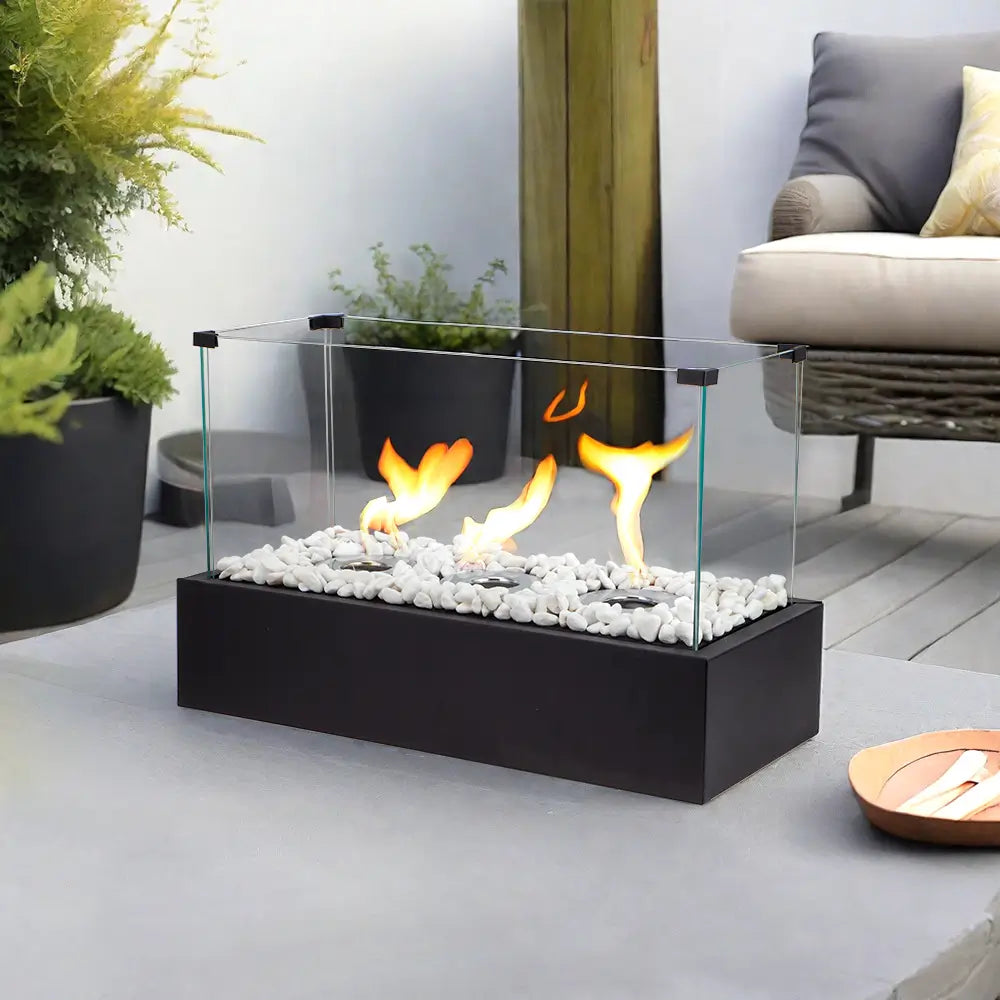 Rectangular Large Tabletop Fire Pit 18''L Portable Tabletop Fireplace-3
