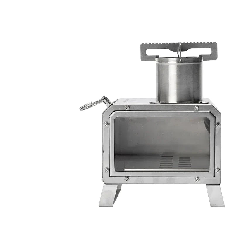Portable Wood Firewood Square Stove Silver-0