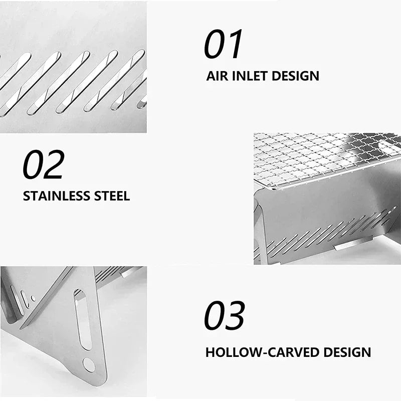 Portable Folding Grill Heating Stove Silver-3