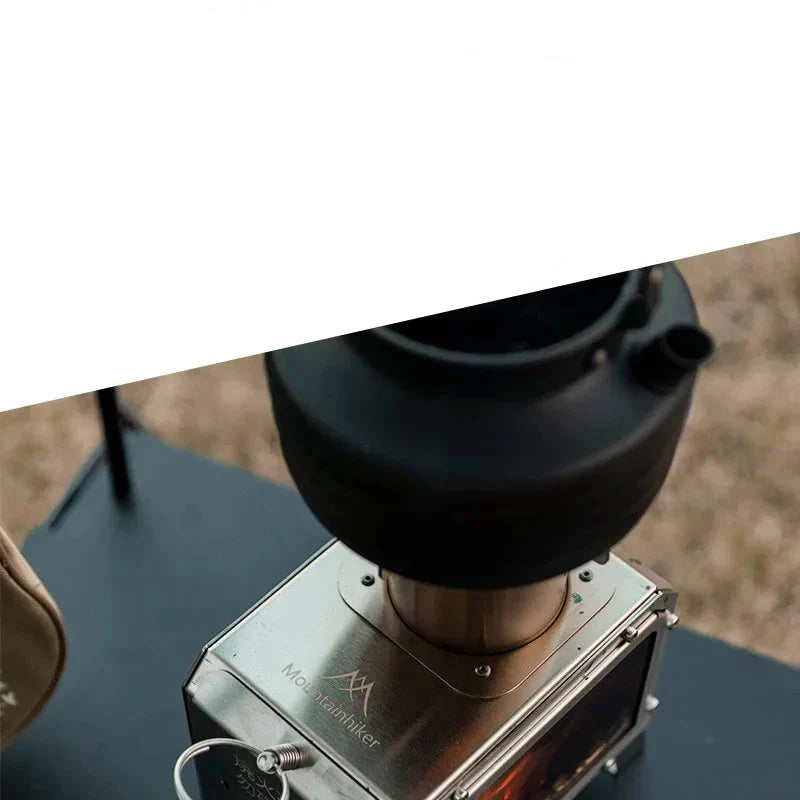Portable Wood Firewood Square Stove Silver-1